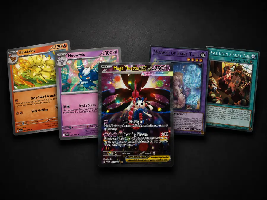 Selection of Poku00e9mon and Yu-Gi-Oh trading cards available from Surge TCG