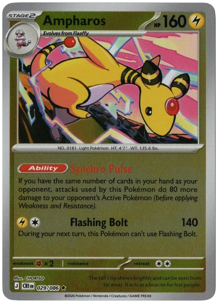 Ampharos 029/086 from Chaos Rising — Reverse Holo, seller photograph