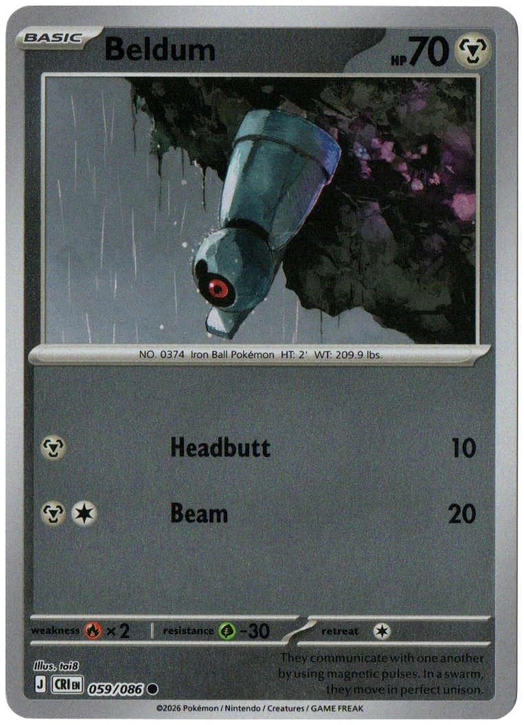 Beldum 059/086 from Chaos Rising — Reverse Holo, seller photograph