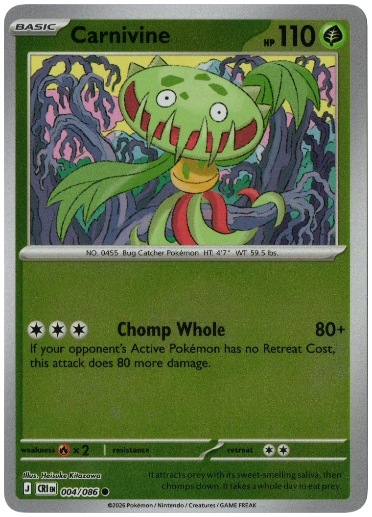 Carnivine 004/086 from Chaos Rising — Reverse Holo, seller photograph