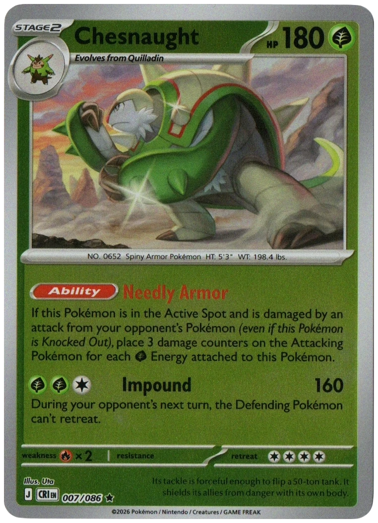 Chesnaught 007/086 from Chaos Rising — Reverse Holo, seller photograph