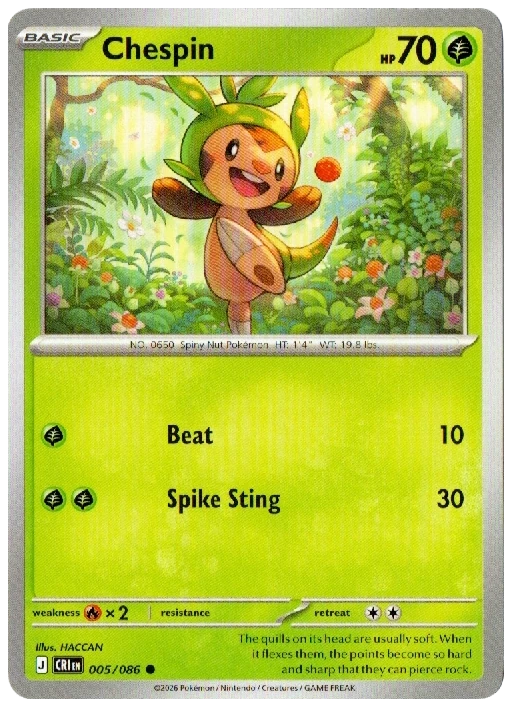 Chespin 005/086 from Chaos Rising — Non-Holo, seller photograph