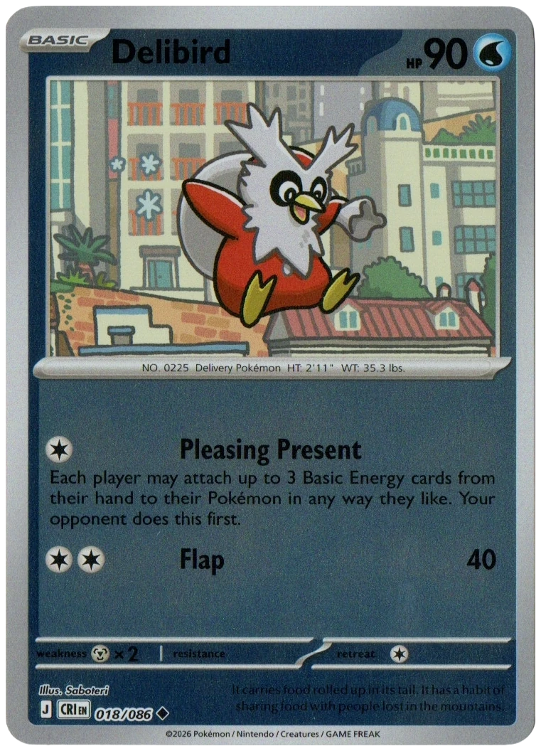 Delibird 018/086 from Chaos Rising — Reverse Holo, seller photograph