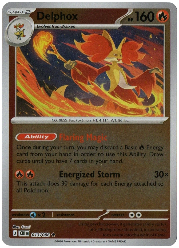 Delphox 013/086 from Chaos Rising — Reverse Holo, seller photograph