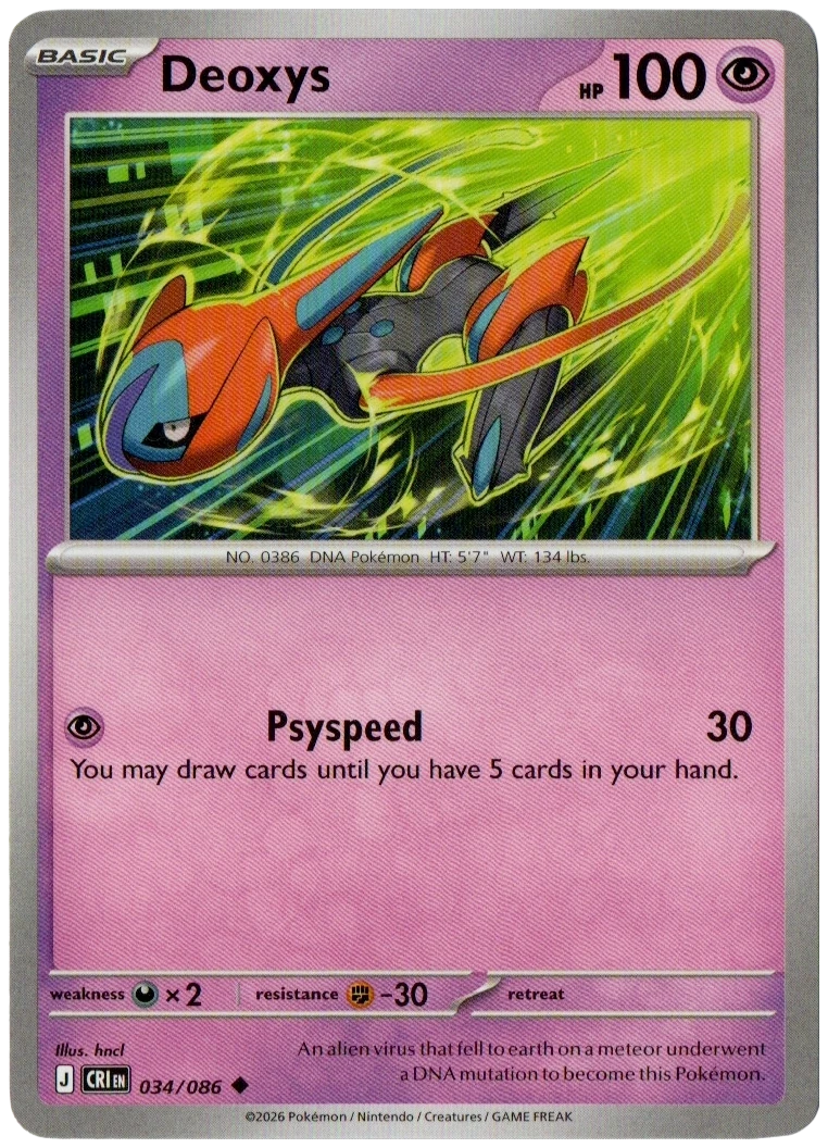 Deoxys 034/086 from Chaos Rising — Reverse Holo, seller photograph