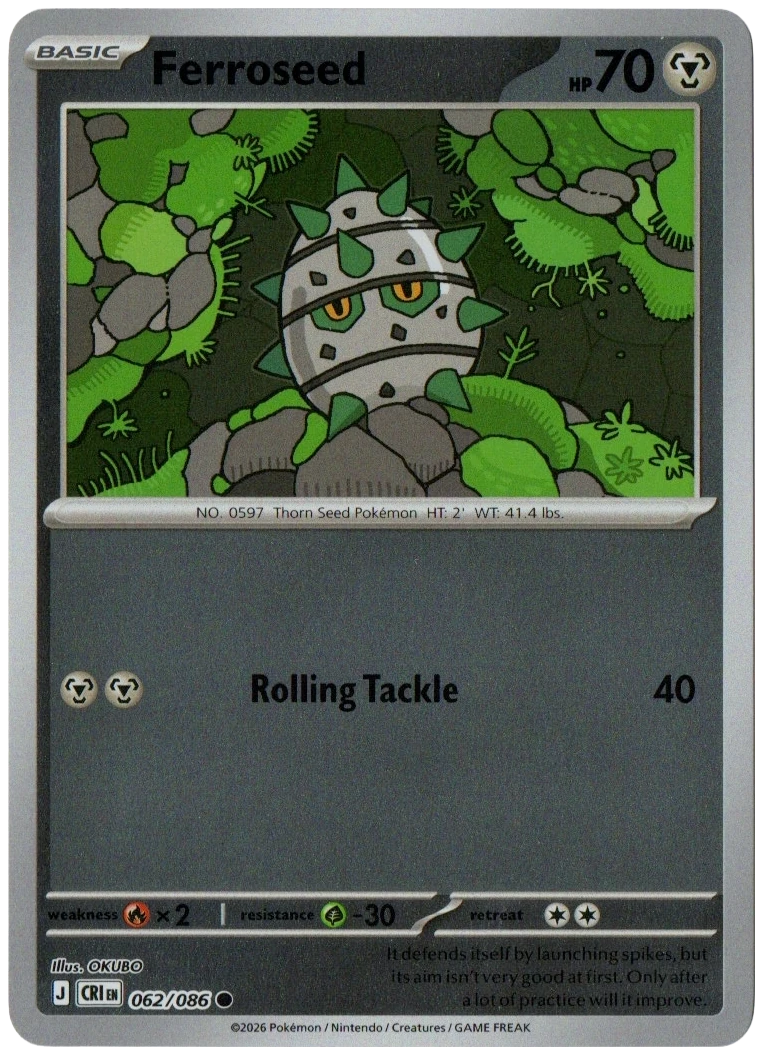 Ferroseed 062/086 from Chaos Rising — Reverse Holo, seller photograph
