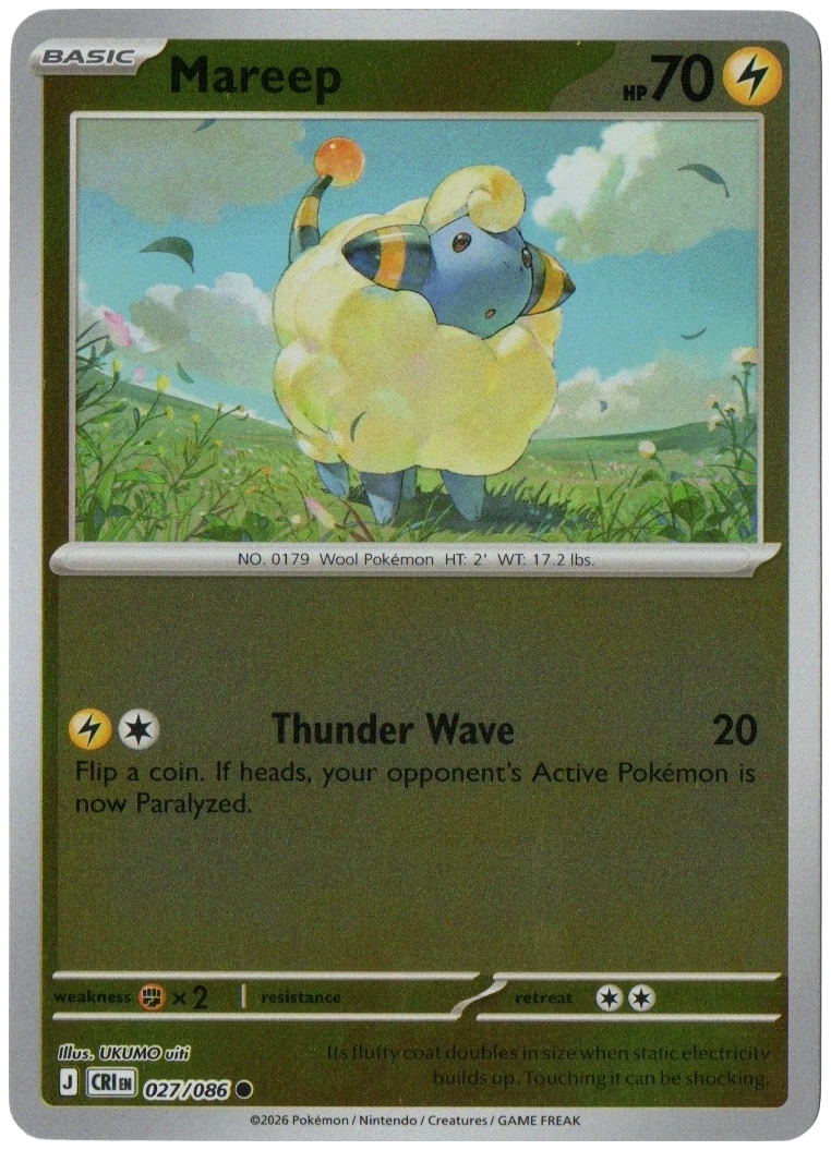 Mareep 027/086 from Chaos Rising — Reverse Holo, seller photograph