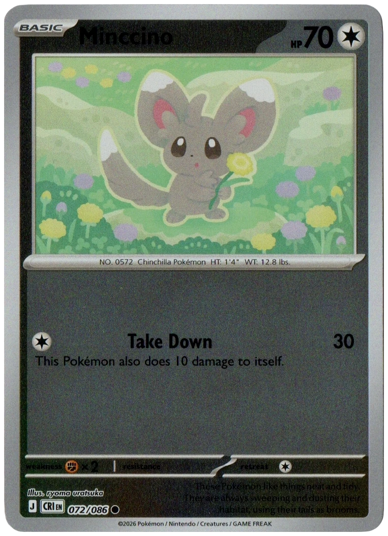 Minccino 072/086 from Chaos Rising — Reverse Holo, seller photograph