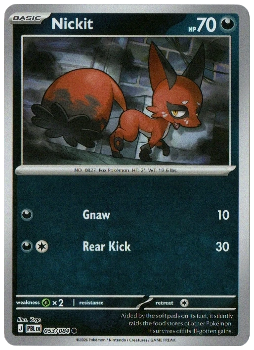 Nickit 053/084 from Pitch Black — Reverse Holo, seller photograph