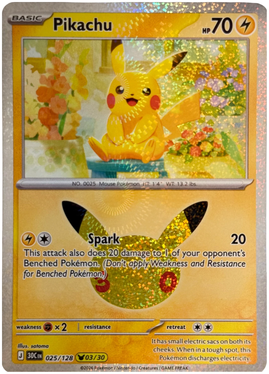 Pikachu 025/128 from 30th Celebration — Holo, seller photograph