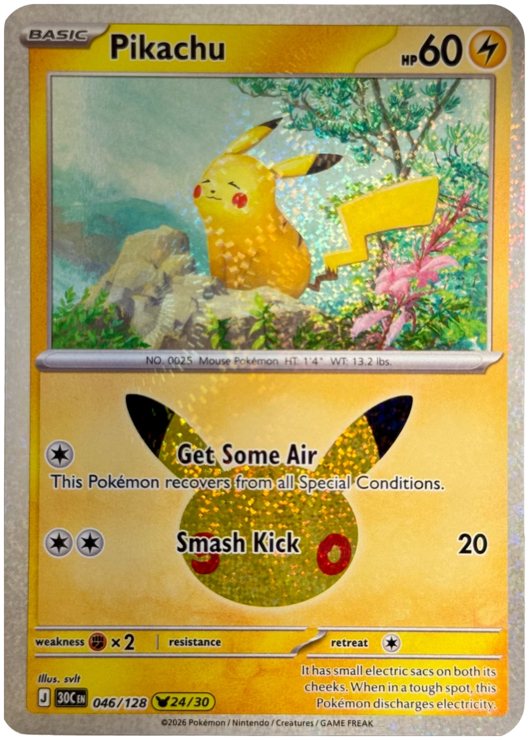 Pikachu 046/128 from 30th Celebration — Holo, seller photograph