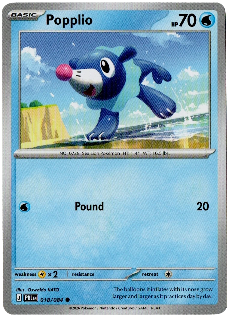 Popplio 018/084 from Pitch Black — Non-Holo, seller photograph
