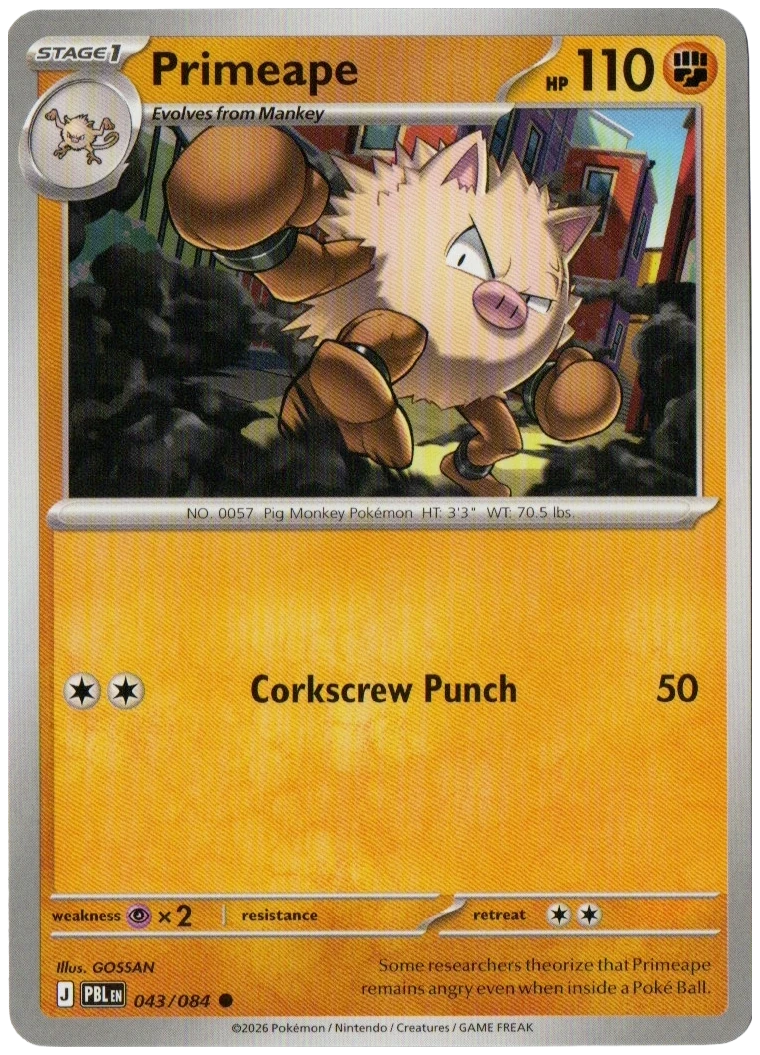 Primeape 043/084 from Pitch Black — Non-Holo, seller photograph