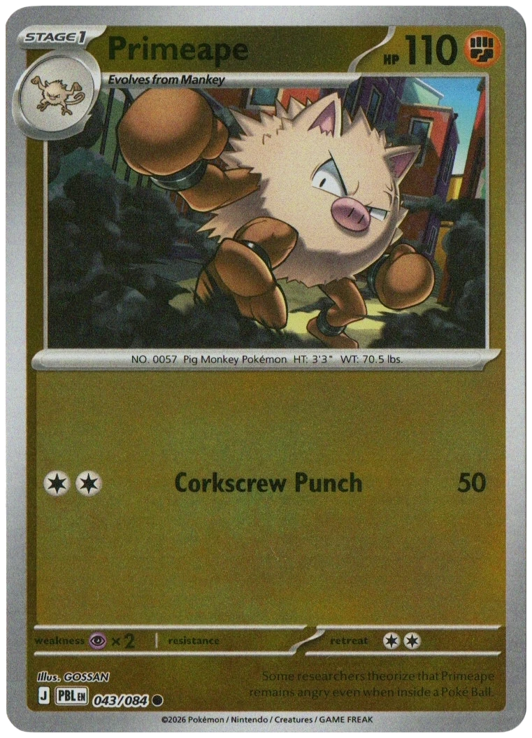 Primeape 043/084 from Pitch Black — Reverse Holo, seller photograph
