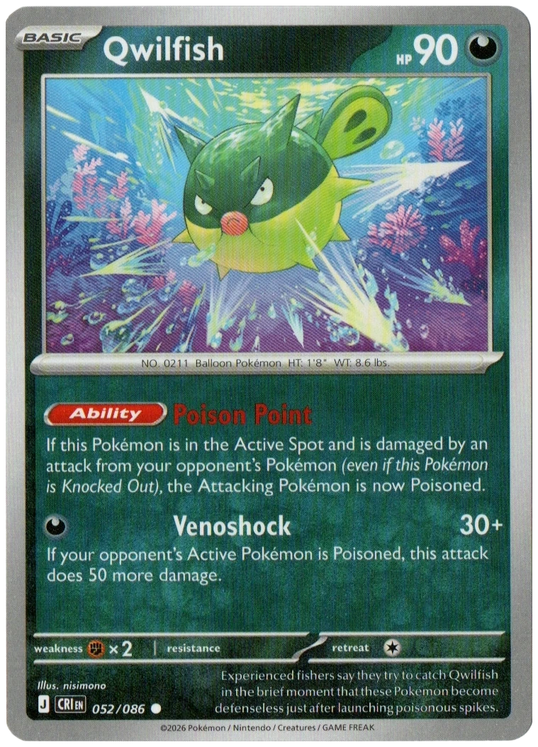 Qwilfish 052/086 from Chaos Rising — Non-Holo, seller photograph