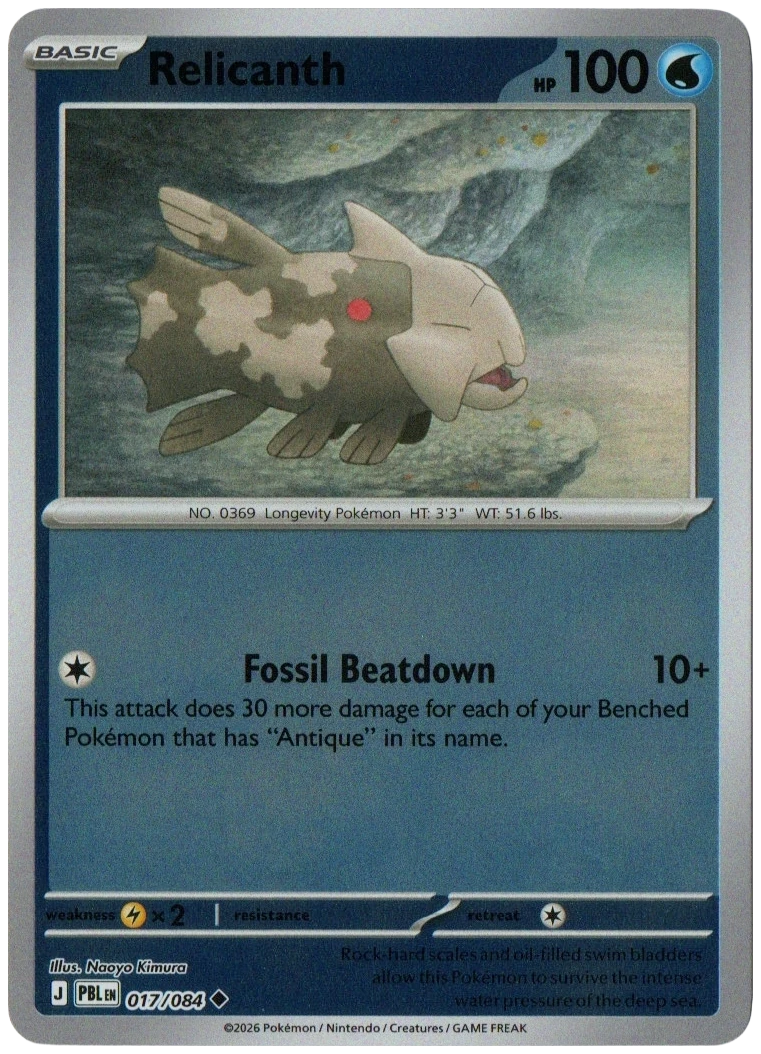 Relicanth 017/084 from Pitch Black — Reverse Holo, seller photograph