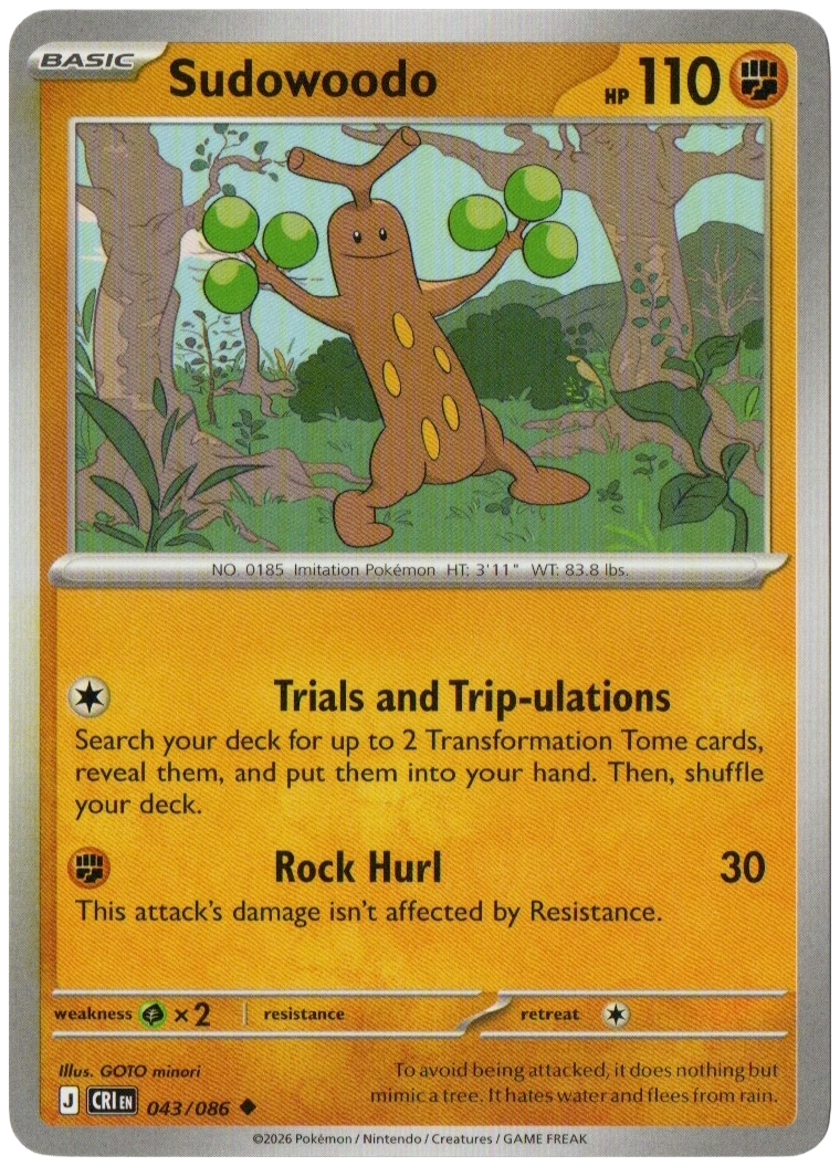 Sudowoodo 043/086 from Chaos Rising — Non-Holo, seller photograph