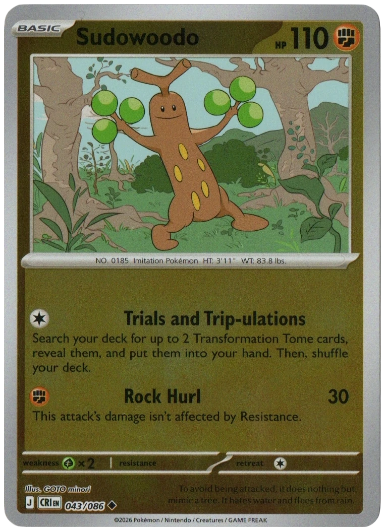 Sudowoodo 043/086 from Chaos Rising — Reverse Holo, seller photograph