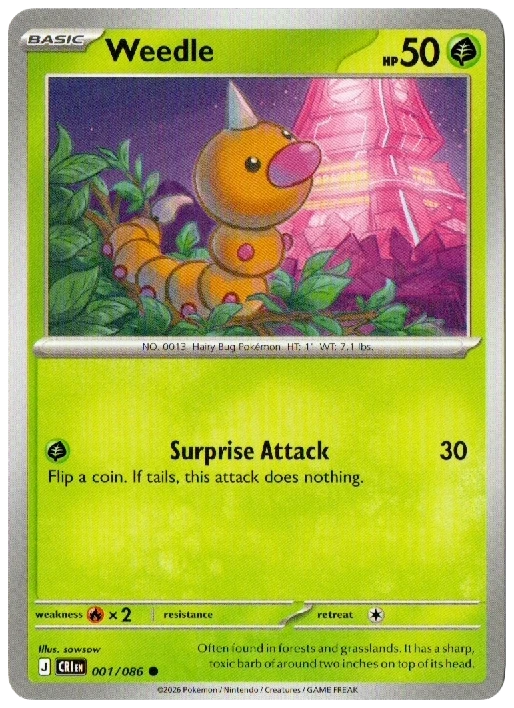 Weedle 001/086 from Chaos Rising — Non-Holo, seller photograph