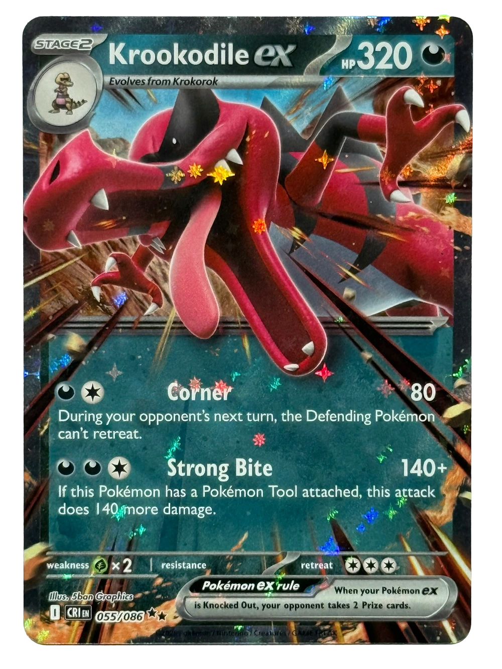 Krookodile ex 055/086 from Chaos Rising — Holo, front photograph