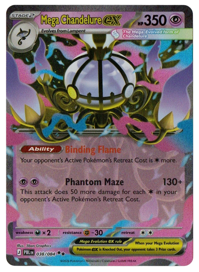 Mega Chandelure ex 038/084 from Pitch Black — Holo, front photograph