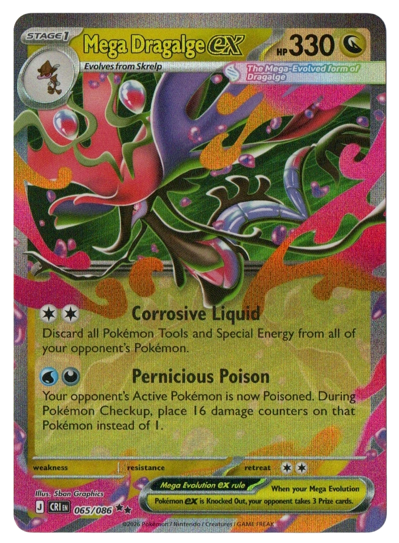 Mega Dragalge ex 065/086 from Chaos Rising — Holo, front photograph