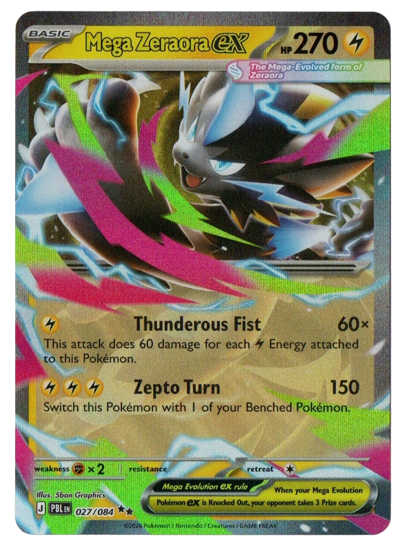Mega Zeraora ex 027/084 from Pitch Black — Holo, front photograph