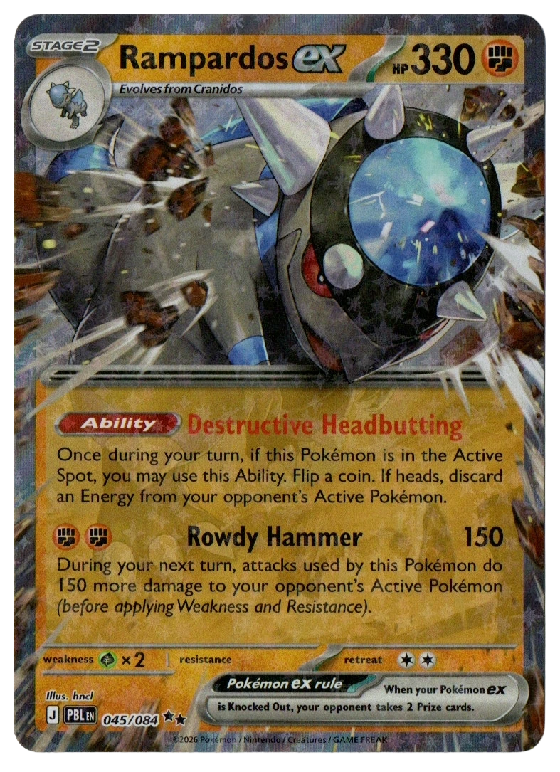 Rampardos ex 045/084 from Pitch Black — Holo, front photograph