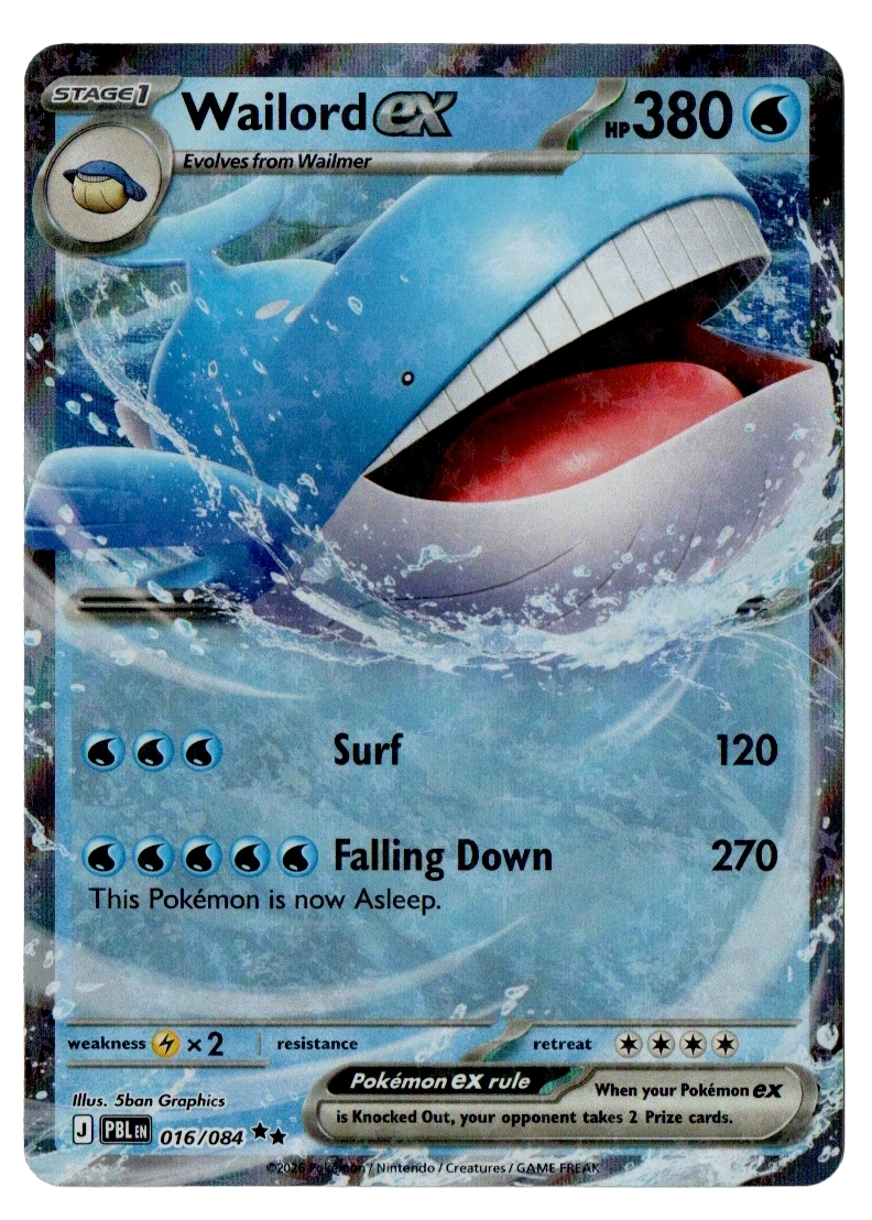 Wailord ex 016/084 from Pitch Black — Holo, front photograph